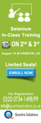 Selenium  Inclass Training on 2th and 3rd August 